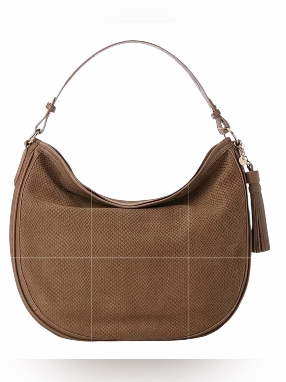 Brahmin Kathleen Taupe Shoulder Bag Snake Embossed Nubuck Leather NWT